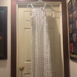 Just Me Sleeveless Circle Fringe Hem Dress